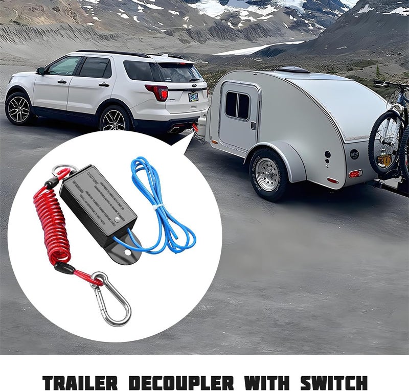FALVFUN Trailer Breakaway Switch, 4FT Camper RV Brake Away Coiled Cable with Electric Brake, RV Emergency Electric Breakaway Switch, Suitable for Motorhome Towing Travel Trailer - Image 4